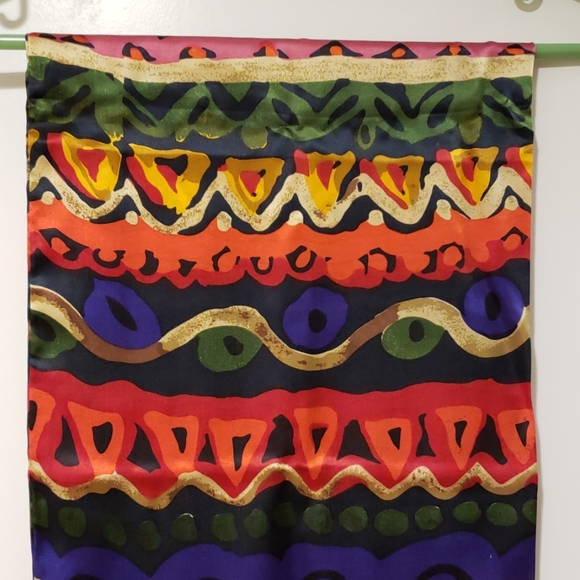 Colorful 100% Silk Scarf - Picture 1 of 7